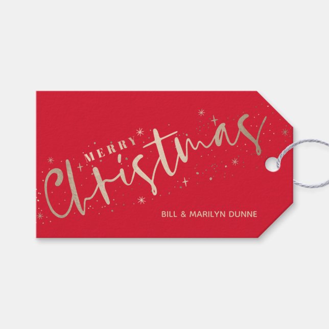 Gold Merry Christmas Gift Tags (Front (Horizontal))
