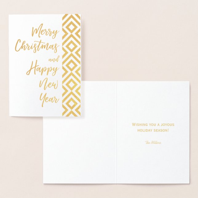 Gold Merry Christmas Happy New Year Script Foil Card (Display)