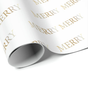 Gold Merry Christmas Holiday Wrapping Paper
