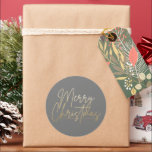 Gold Merry Christmas Luxe Grey Classic Round Sticker<br><div class="desc">Merry Christmas in a faux gold foil script,  these elegant grey stickers are stylish for any Christmas holiday occasion. MORE COLORS and matching products in our collection.</div>