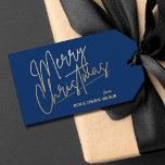 Gold Merry Christmas Luxe Navy Blue Gift Tags<br><div class="desc">Merry Christmas in a faux gold foil script and your names in chic lettering,  these navy blue gift tags or party favour tags are stylish for any Christmas holiday occasion.</div>