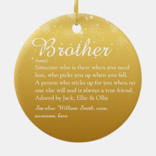 Gold Merry Christmas Modern Fun Brother Definition Ceramic Ornament