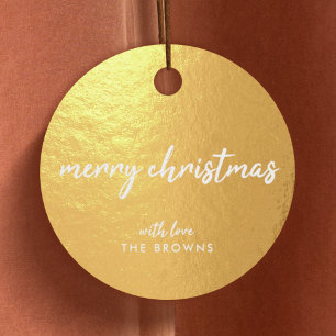 Gold Merry Christmas Modern Minimal Typography Favour Tags