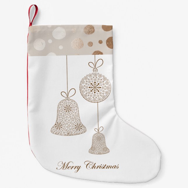 Gold Merry Christmas Ornament Stocking (Front)
