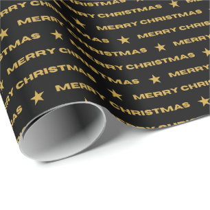 Gold Merry Christmas pattern Wrapping Paper
