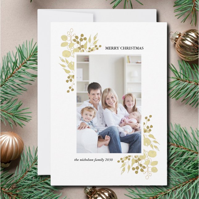 Gold Merry Christmas Photo Card (Creator Uploaded)