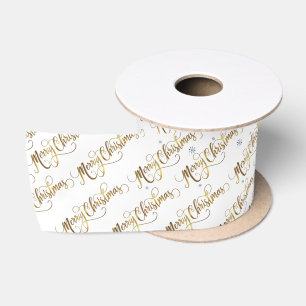 Gold Merry Christmas  Satin Ribbon