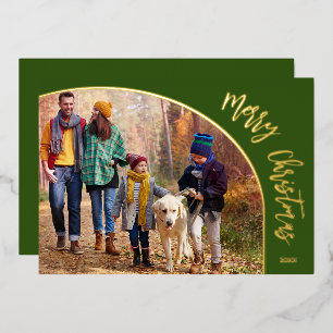 Gold Merry Christmas Script Foil Holiday Card