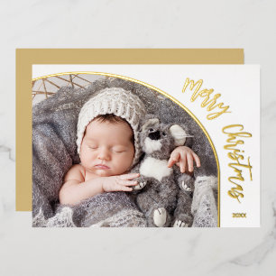 Gold Merry Christmas Script Foil Holiday Card
