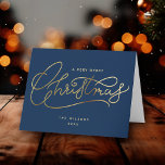Gold Merry Christmas Script Minimalist  Holiday Card<br><div class="desc">Send out some holiday cheer with this minimalist folded holiday card featuring a trendy hand lettered gold  "Merry Christmas" script. Stylish and simple,  this design is perfect for spreading joy in a modern,  understated way.</div>