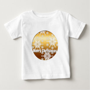 Gold Merry Christmas Snowflakes - Baby T-Shirt