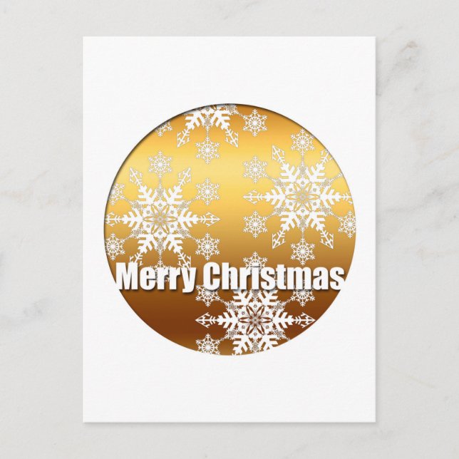 Gold Merry Christmas Snowflakes V Postcard (Front)