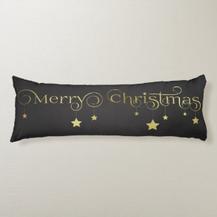 Gold Merry Christmas Stars Body Cushion