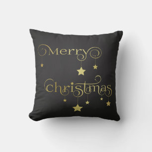 Gold Merry Christmas Stars Cushion