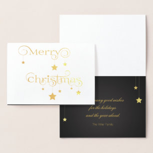 Gold Merry Christmas Stars Foil Card