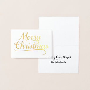 Gold Merry Christmas Word Art Foil Card