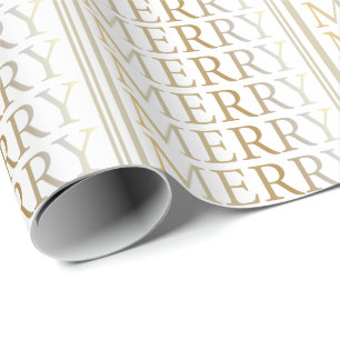 Gold Merry Holiday Christmas Wrapping Paper