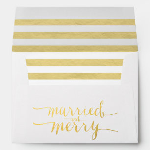 Gold Merry & Married Holiday Printed Envelope