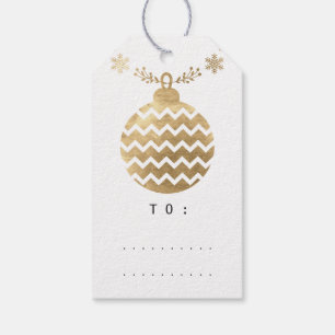 Gold Merry To Holidays Christmas Baubles White 1 Gift Tags