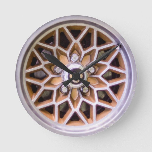 Gold Mesh Alloy Wheel Clock (Front)