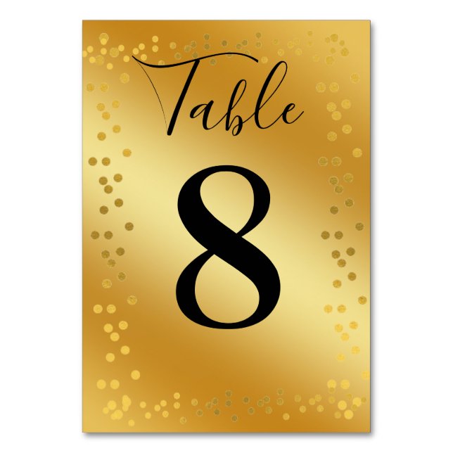 gold metal background with glitters,custom table number (Front)