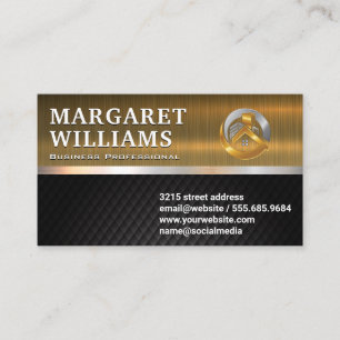 Gold Metal   Black Tile   Real Estate Logo Business Card
