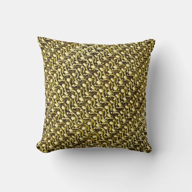 Gold Metal Chain Mail Metallic Mediaeval Armour Cushion (Front)