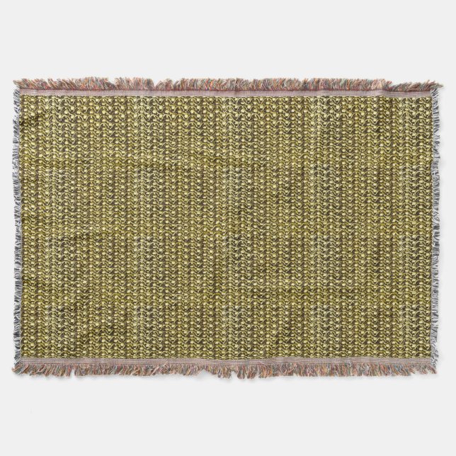 Gold Metal Chain Mail Metallic Mediaeval Armour Throw Blanket (Front)