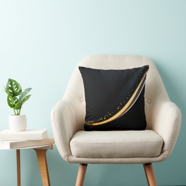 Gold Metal Elegant Modern Black Cushion (Chair)