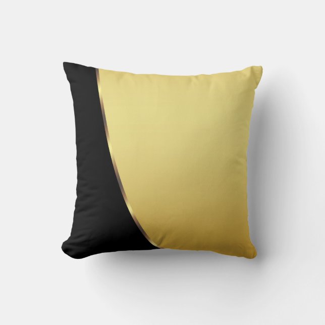 Gold Metal Elegant Modern Black Cushion (Front)