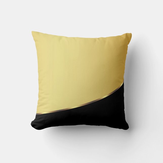Gold Metal Elegant Modern Black Cushion (Front)