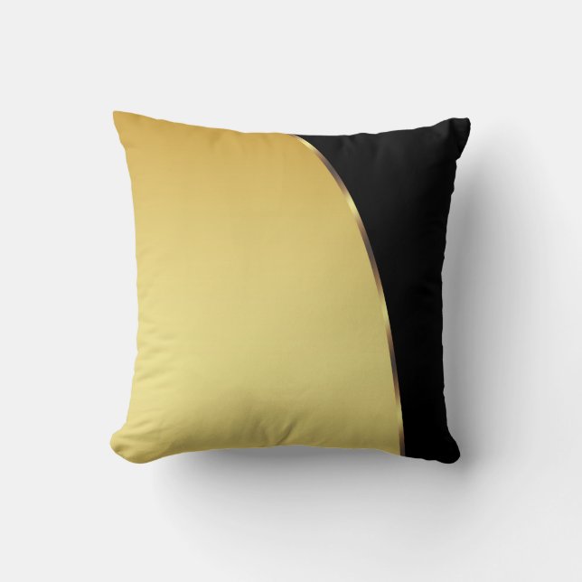Gold Metal Elegant Modern Black Cushion (Front)