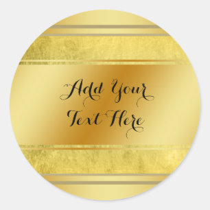 Gold Metal Foil Faux Glitter Customise Classic Round Sticker