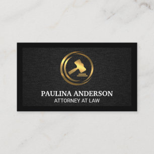 Gold Metal Gavel Black Texture Background Business Card