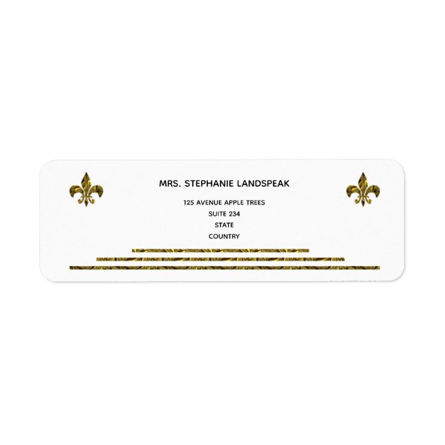 Gold Metal & Gold Fleur de Lys Return Address Label (Front)