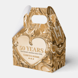 Gold Metal Heart Wedding Anniversary Favour Box