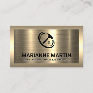 Gold Metal   Home Hammer Logo Business Business Card
