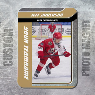Gold Metal Ice Hockey Photo Magnet