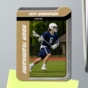 Gold Metal Lacrosse Player Photo Magnet