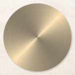 Gold Metal Look Circular Metallic Round Paper Coaster<br><div class="desc">This design may be personalised by choosing the Edit Design option. You may also transfer onto other items. Contact me at colorflowcreations@gmail.com or use the chat option at the top of the page if you wish to have this design on another product or need assistance. See more of my designs...</div>