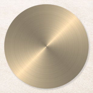 Gold Metal Look Circular Metallic Round Paper Coaster
