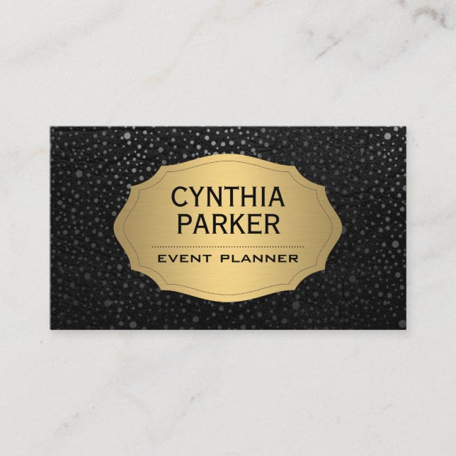 Gold Metal Lux | Metallic Speckled Dots Business Card (Front)