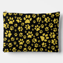 Gold metal pattern paws on black background