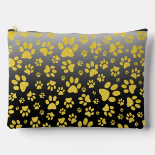 Gold metal pattern paws on gradient background accessory pouch