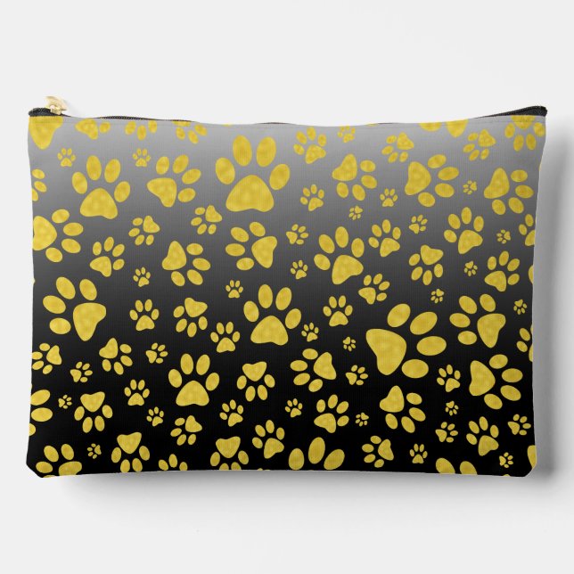 Gold metal pattern paws on gradient background accessory pouch (Front)