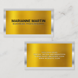 Gold Metal Shine   Silver Border  Business Card