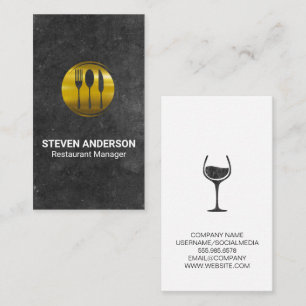 Gold Metal Silverware Slate Background Business Card