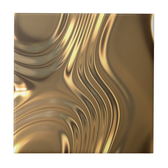 Gold Metal Swirling Design Ceramic Tile (Front)