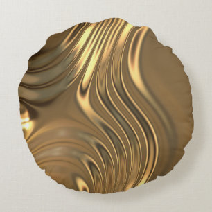 Gold Metal Swirling Design Round Cushion