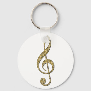 Gold Metal Treble Clef Key Ring